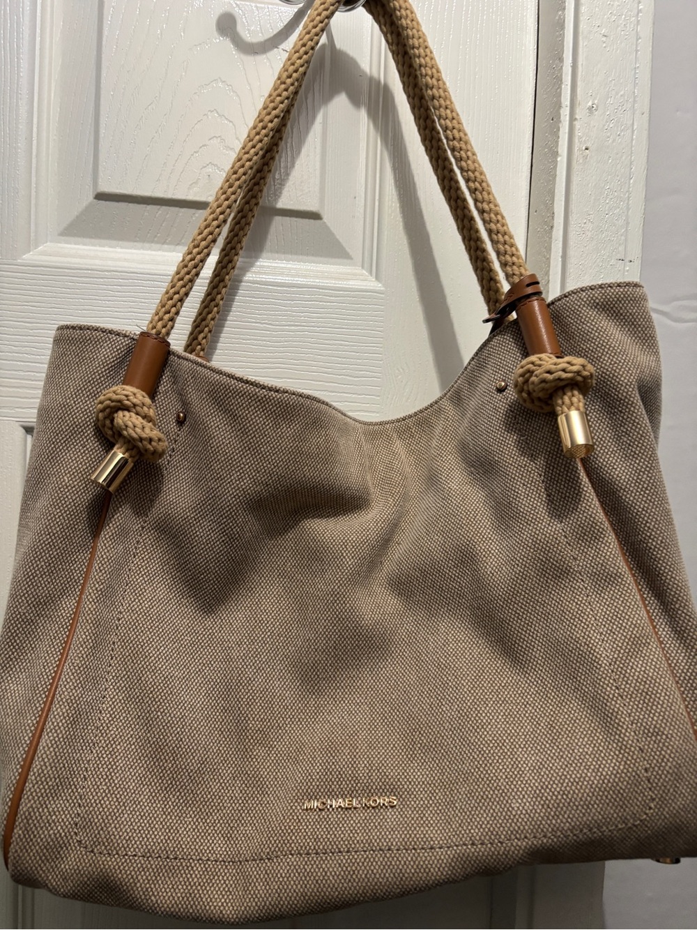 Michael Kors Beige Canvas Tote Bag